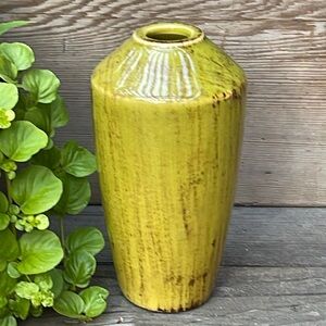 Mid-Century Modern Yellow Glazed Ceramic Vase MCM